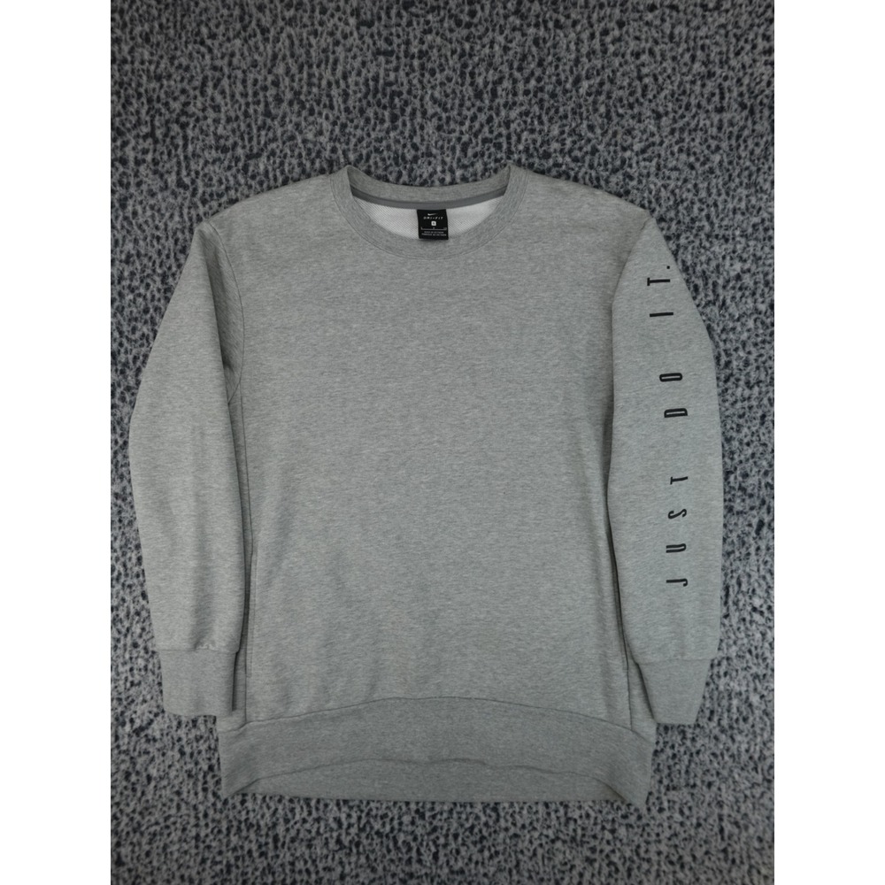 Nike Dri-FIT Crewneck Sweatshirt Mens Small Gray Just‎ Do It CQ0073-063
